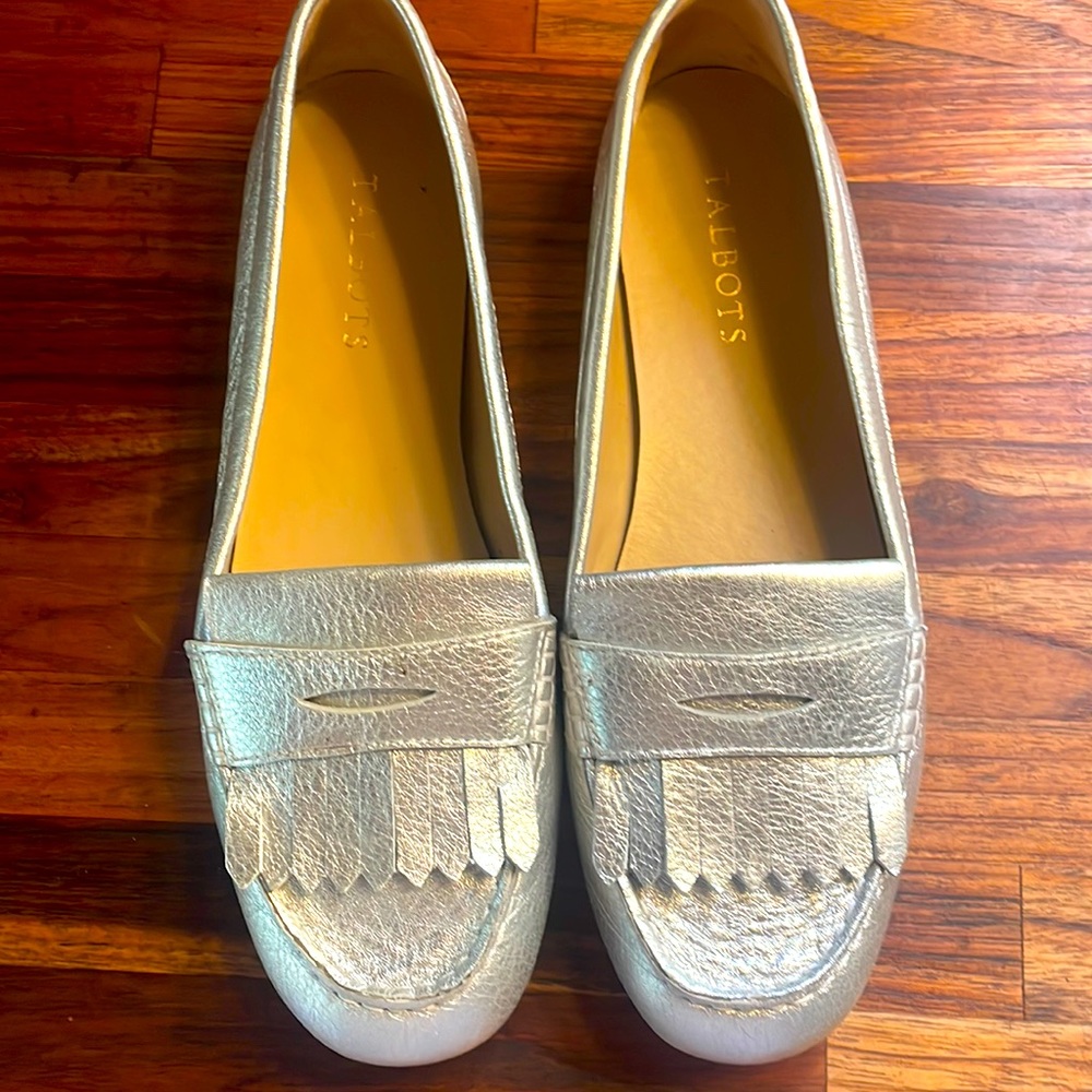 Talbots silver loafers